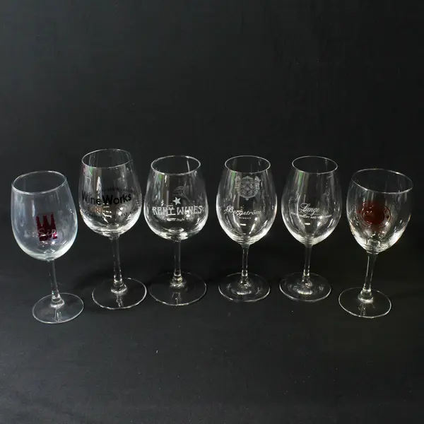 Lot of 6 Mismatched Wine Tasting Glasses From Yamhill County, Oregon