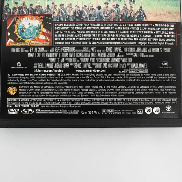 Gettysburg DVD 2000 Tom Berenger Jeff Daniels Martin Sheen History Film Movie