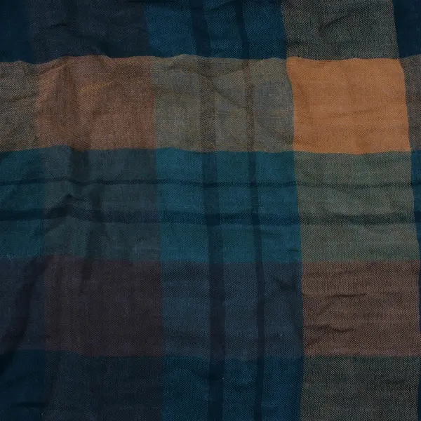 PrAna Green and Brown Buffalo Check Fringed Scarf 29" x 74"