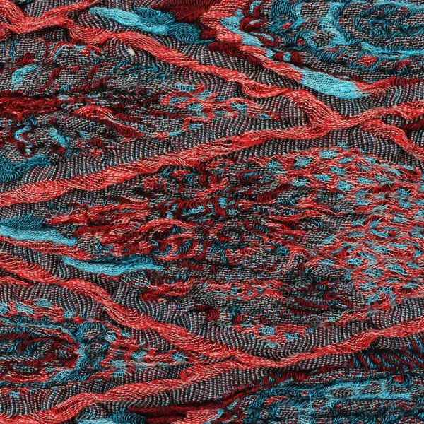 Women's Red and Blue Boho Fringed Knit Scarf 12" x 74"