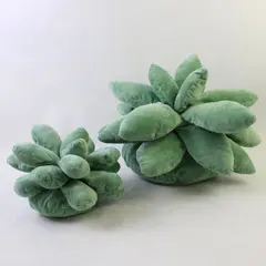 Lot of 2 Plush Succulents - Green Throw Pillows Novelty Plush Cushions 19" & 11"