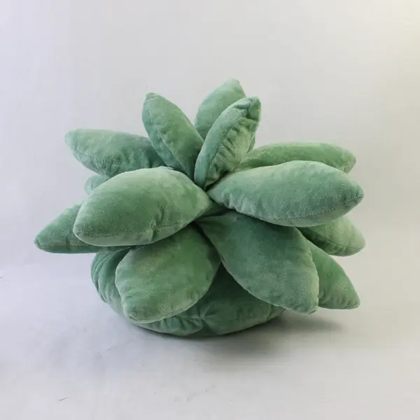 Lot of 2 Plush Succulents - Green Throw Pillows Novelty Plush Cushions 19" & 11"