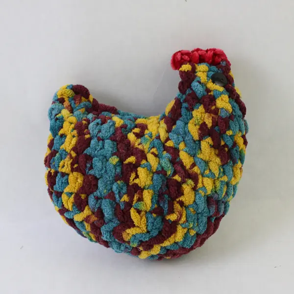 Crocheted Chicken Rooster Plush Handmade Toy Multicolor Stuffed Animal 6"