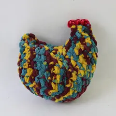 Crocheted Chicken Rooster Plush Handmade Toy Multicolor Stuffed Animal 6"