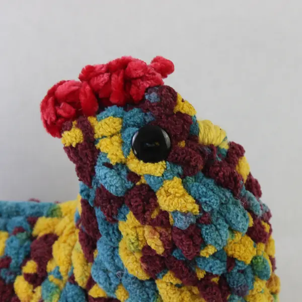 Crocheted Chicken Rooster Plush Handmade Toy Multicolor Stuffed Animal 6"