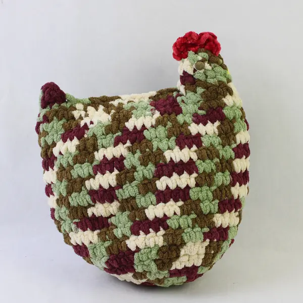 Handmade Crochet Chicken Rooster 10" Tall - Multicolor Plush Stuffed Animal
