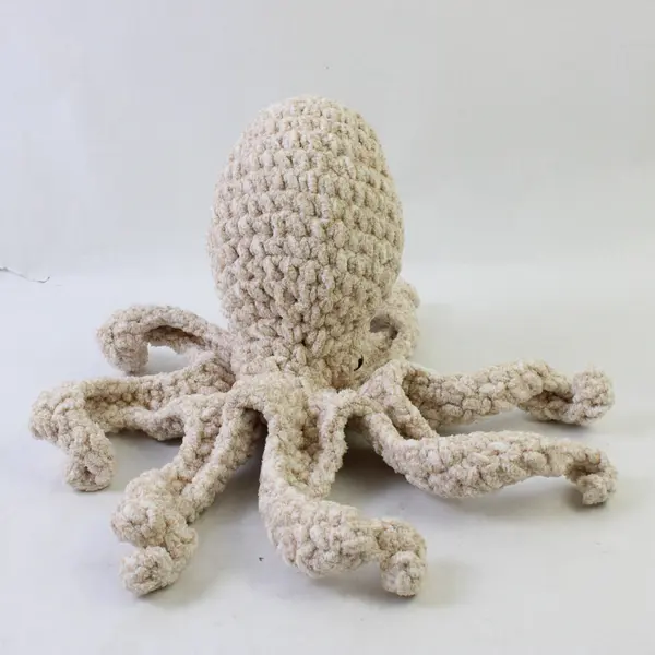 Handmade Crochet Octopus Stuffed Animal Plush Toy Gray 14"