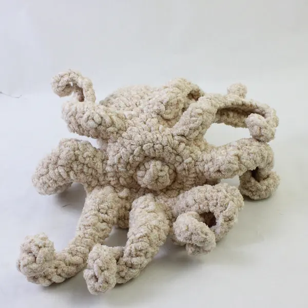 Handmade Crochet Octopus Stuffed Animal Plush Toy Gray 14"