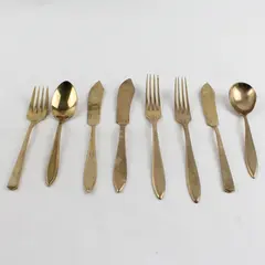 Set of 8 Dirilyte-Dirigold Silverware Forks + Spoons + Butter Spreaders