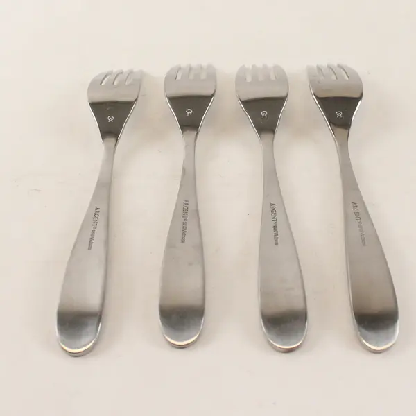 Lot of 4 Argent Flatware Stainless Steel Glossy 8 in. Forks with Satin Handle