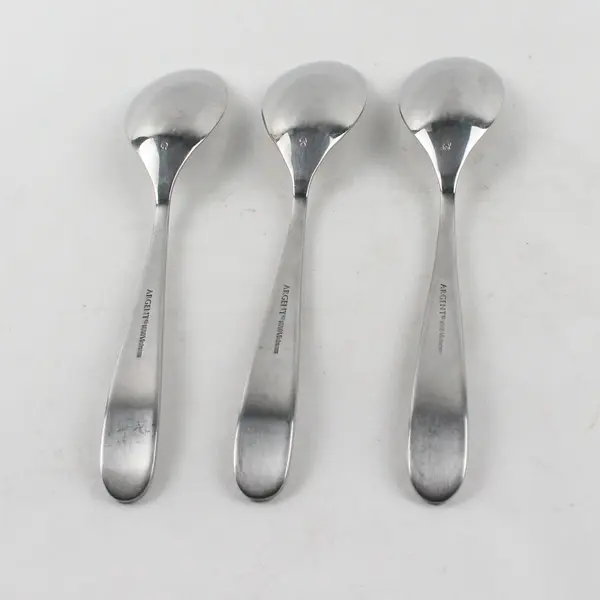Lot of 3 Argent Flatware Stainless Steel Glossy 8 in. Spoons with Satin Handle