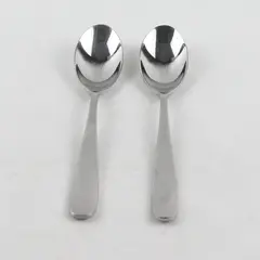 Lot of 2 Argent Flatware Stainless Steel Glossy 6 1/2in Spoons with Satin Handle