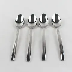 Lot of 4 Argent AGE10 Flatware Stainless Steel Glossy Soup Spoons