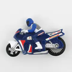 2002 Mattel Hot Wheels Friction Blue Plastic Motorcycle With Rider 4"