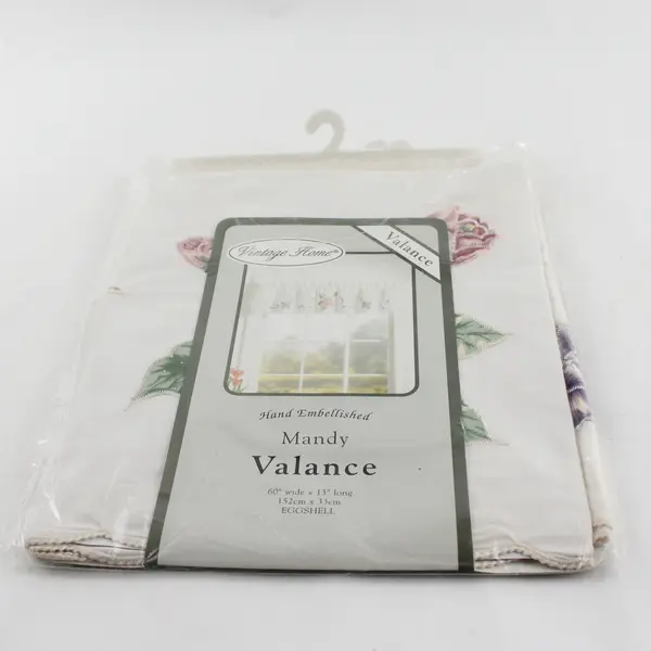 Vintage Home “Mandy” Valance Hand Embellished 60” x 13” Eggshell, New in Pack