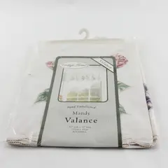 Vintage Home “Mandy” Valance Hand Embellished 60” x 13” Eggshell, New in Pack