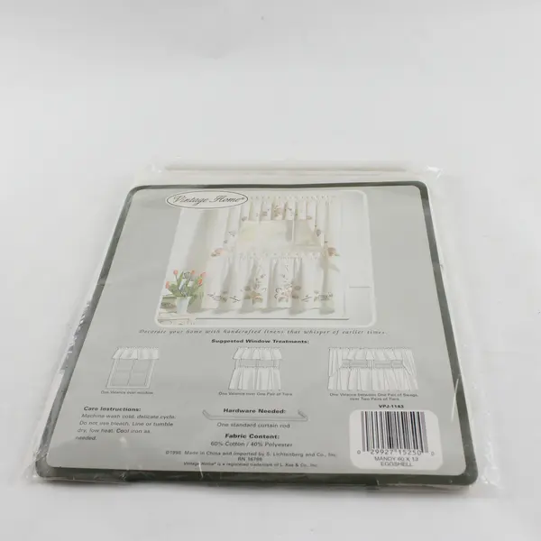 Vintage Home “Mandy” Valance Hand Embellished 60” x 13” Eggshell, New in Pack