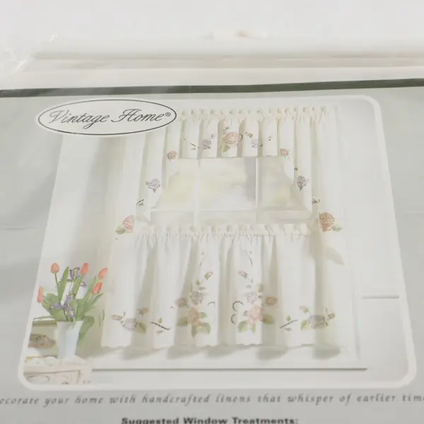 Vintage Home “Mandy” Valance Hand Embellished 60” x 13” Eggshell, New in Pack