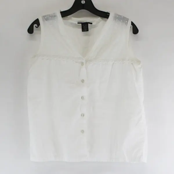 Vintage Sarah Spencer Women's S White 100% Cotton Sleeveless Button Up Blouse