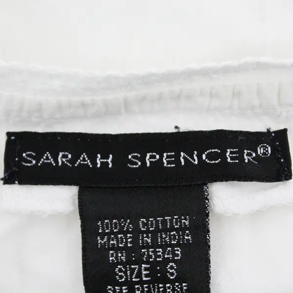 Vintage Sarah Spencer Women's S White 100% Cotton Sleeveless Button Up Blouse