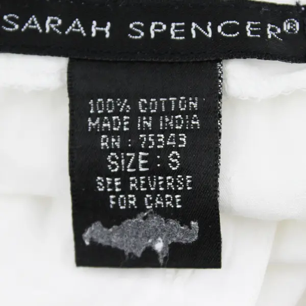 Vintage Sarah Spencer Women's S White 100% Cotton Sleeveless Button Up Blouse
