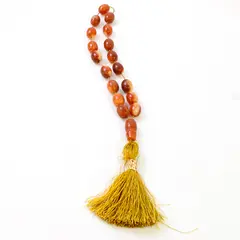Natural Baltic Amber Islamic Prayer Beads/Misbaha with Yellow Tassel, 17 Beads