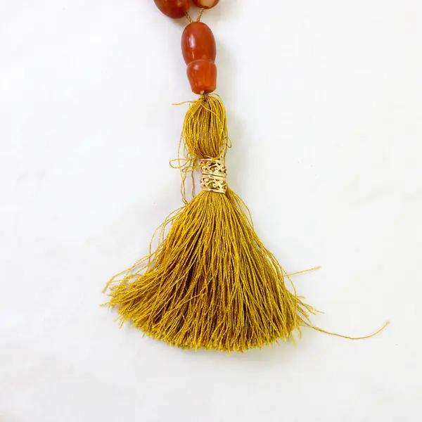 Natural Baltic Amber Islamic Prayer Beads/Misbaha with Yellow Tassel, 17 Beads