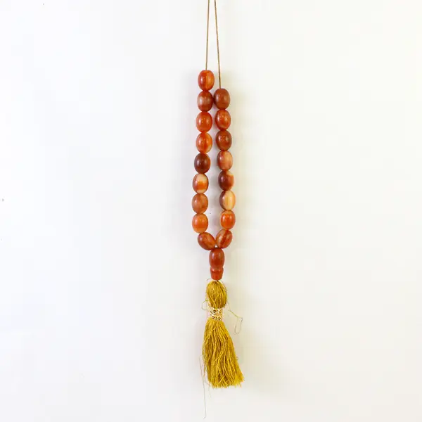 Natural Baltic Amber Islamic Prayer Beads/Misbaha with Yellow Tassel, 17 Beads