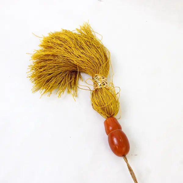 Natural Baltic Amber Islamic Prayer Beads/Misbaha with Yellow Tassel, 17 Beads