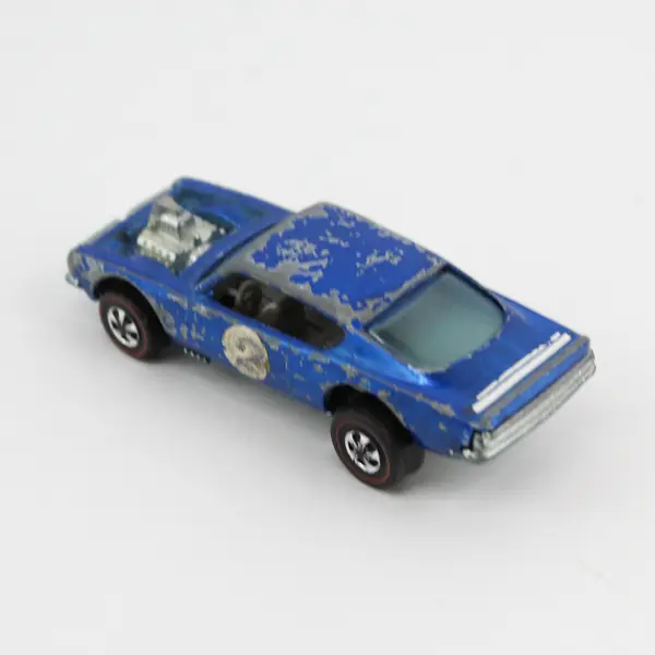 Vintage 1969 Hot Wheels Redline King Kuda Blue Significant Paint Wear Hong Kong