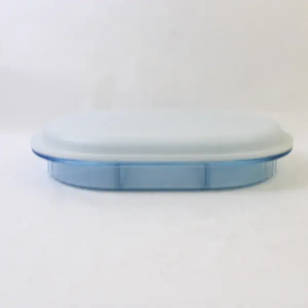 Set Of 7 Tupperware Clear Baby Blue Plastic Preludio Oval Divided Serving Tray