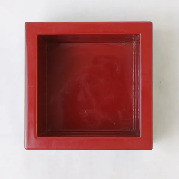 Vintage Japanese Lacquered Plastic Masu Sake Cup Black Red Square