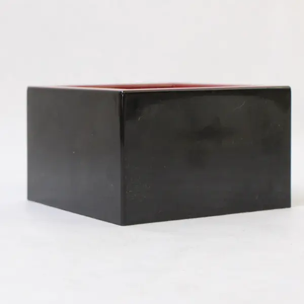 Vintage Japanese Lacquered Plastic Masu Sake Cup Black Red Square