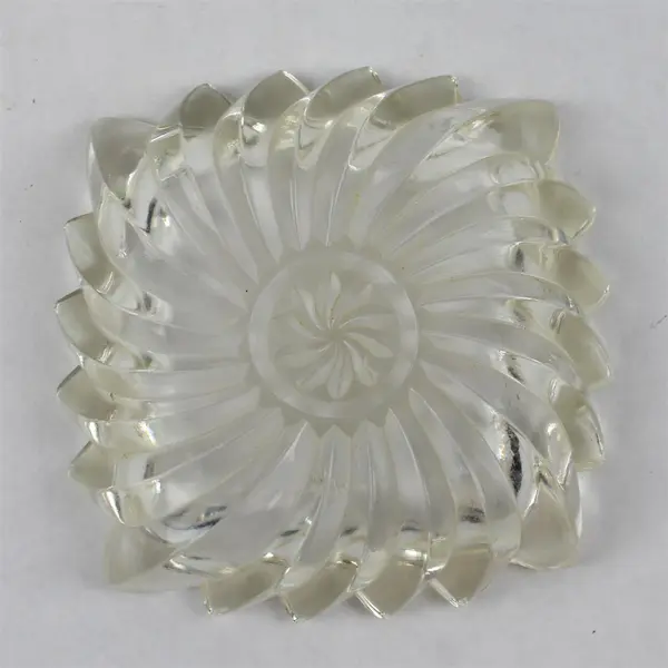 Vintage Crystal Square Ashtray Pressed Swirl Pinwheel Pattern Mid-Century