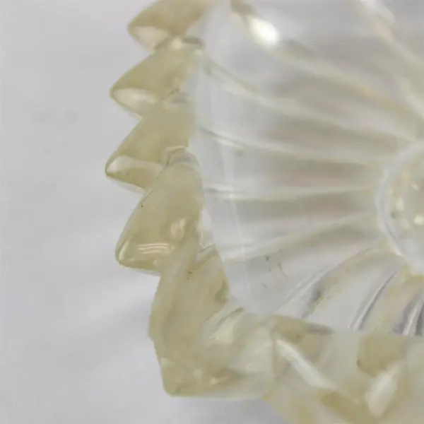 Vintage Crystal Square Ashtray Pressed Swirl Pinwheel Pattern Mid-Century
