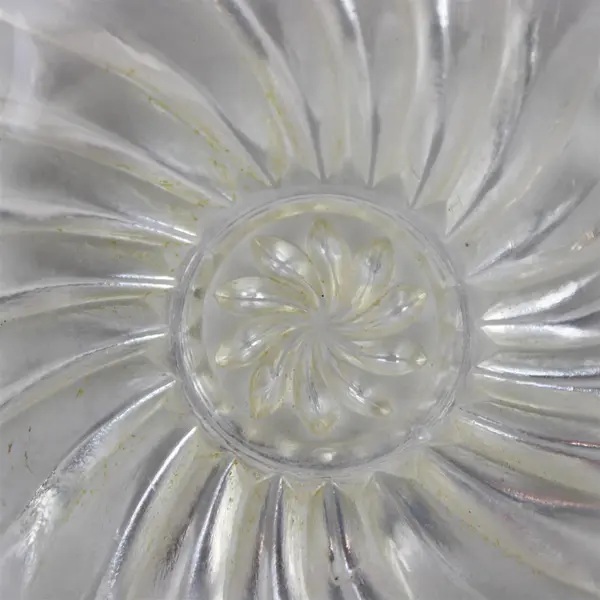 Vintage Crystal Square Ashtray Pressed Swirl Pinwheel Pattern Mid-Century