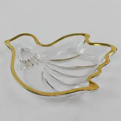 Vintage Mikasa Crystal Dove Gold Trim Candy Relish Trinket Dish 6.5in