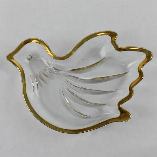 Vintage Mikasa Crystal Dove Gold Trim Candy Relish Trinket Dish 6.5in