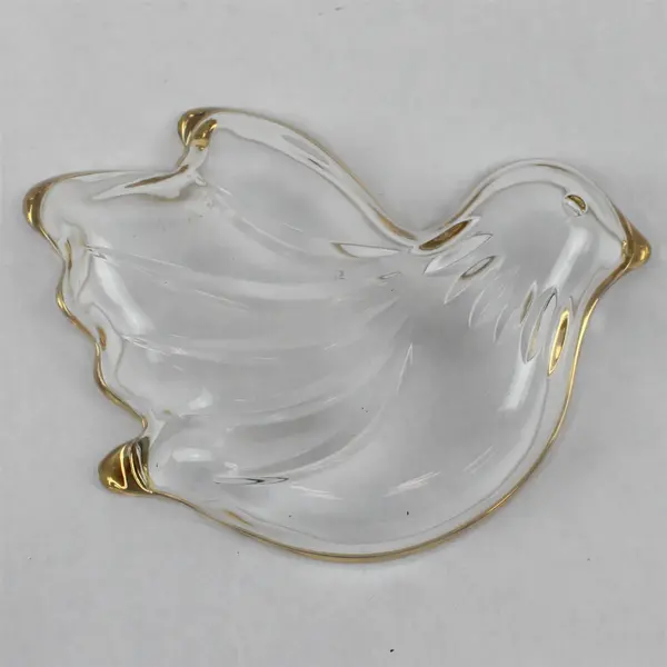 Vintage Mikasa Crystal Dove Gold Trim Candy Relish Trinket Dish 6.5in