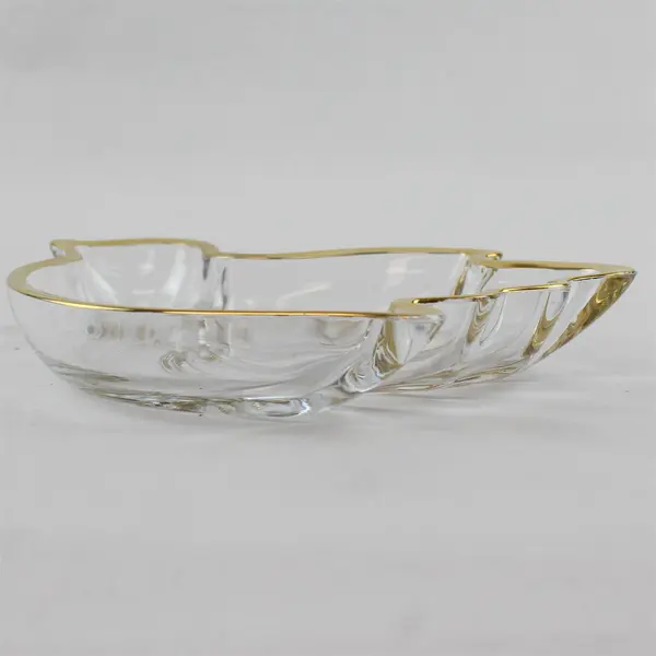 Vintage Mikasa Crystal Dove Gold Trim Candy Relish Trinket Dish 6.5in
