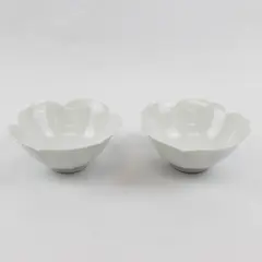 Lot of 2 Vintage Lotus Porcelain Rice Bowls Petal Ribbed 6.25"