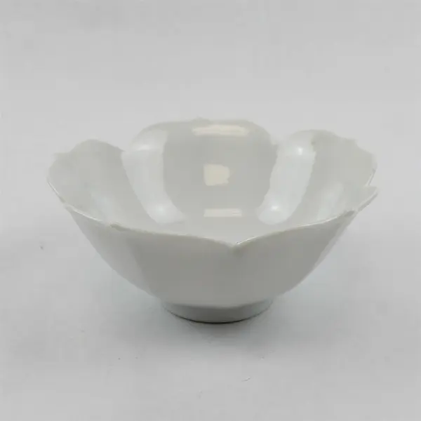 Lot of 2 Vintage Lotus Porcelain Rice Bowls Petal Ribbed 6.25"