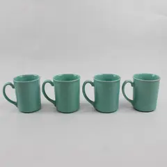 Set of 4 Vintage Corning Coffee Mugs Aqua Seafoam Green
