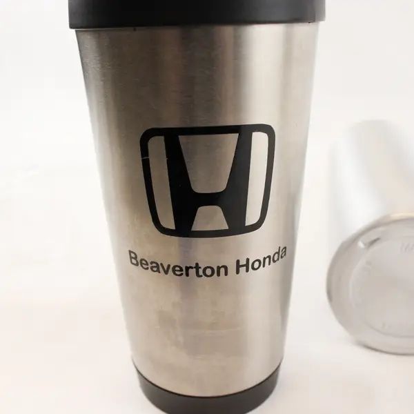 Lot Of 2 Assorted Stainless Steel Silver/Black Water Bottles (Honda, Porsche)