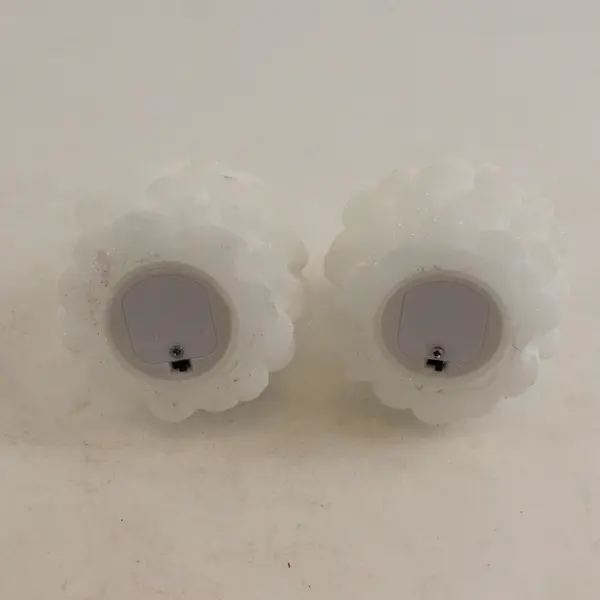 Set Of 2 Energizer White Glitter Light Up Pinecone Flameless Candle 3" Tall