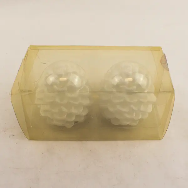 Set Of 2 Energizer White Glitter Light Up Pinecone Flameless Candle 3" Tall