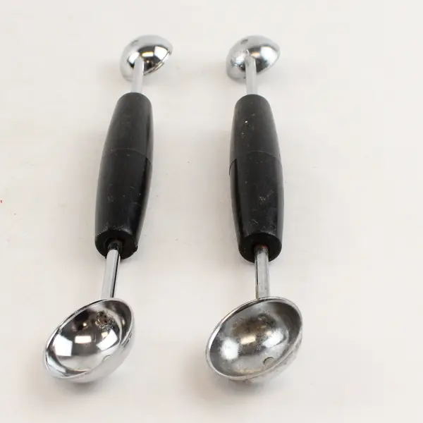 Lot Of 2 Ekco Double-Ended Melon Baller Stainless Steel Scoops 7.25" Long