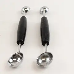 Lot Of 2 Ekco Double-Ended Melon Baller Stainless Steel Scoops 7.25" Long