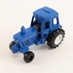 Vintage Unbranded Metal Blue Diecast Farm Tractor Equipment Toy 3"