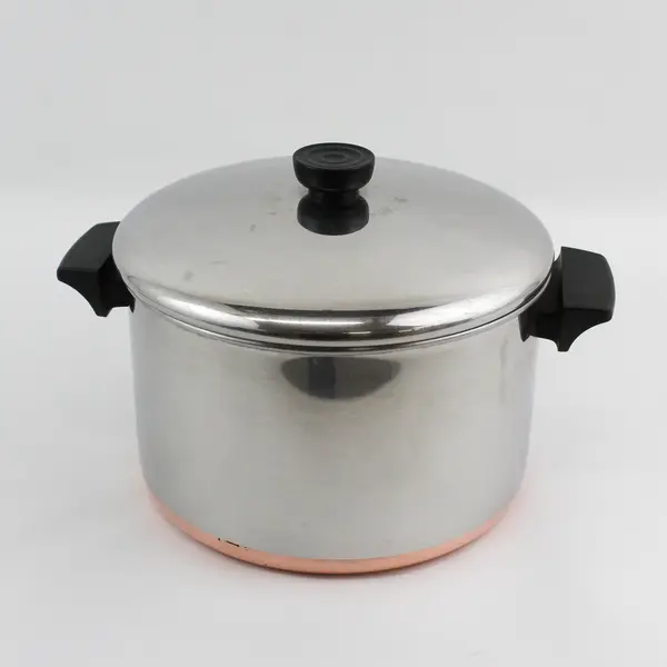 Vintage Revere Ware 1801 Copper Clad Stainless Steel Stock Pot With Lid 6 QT